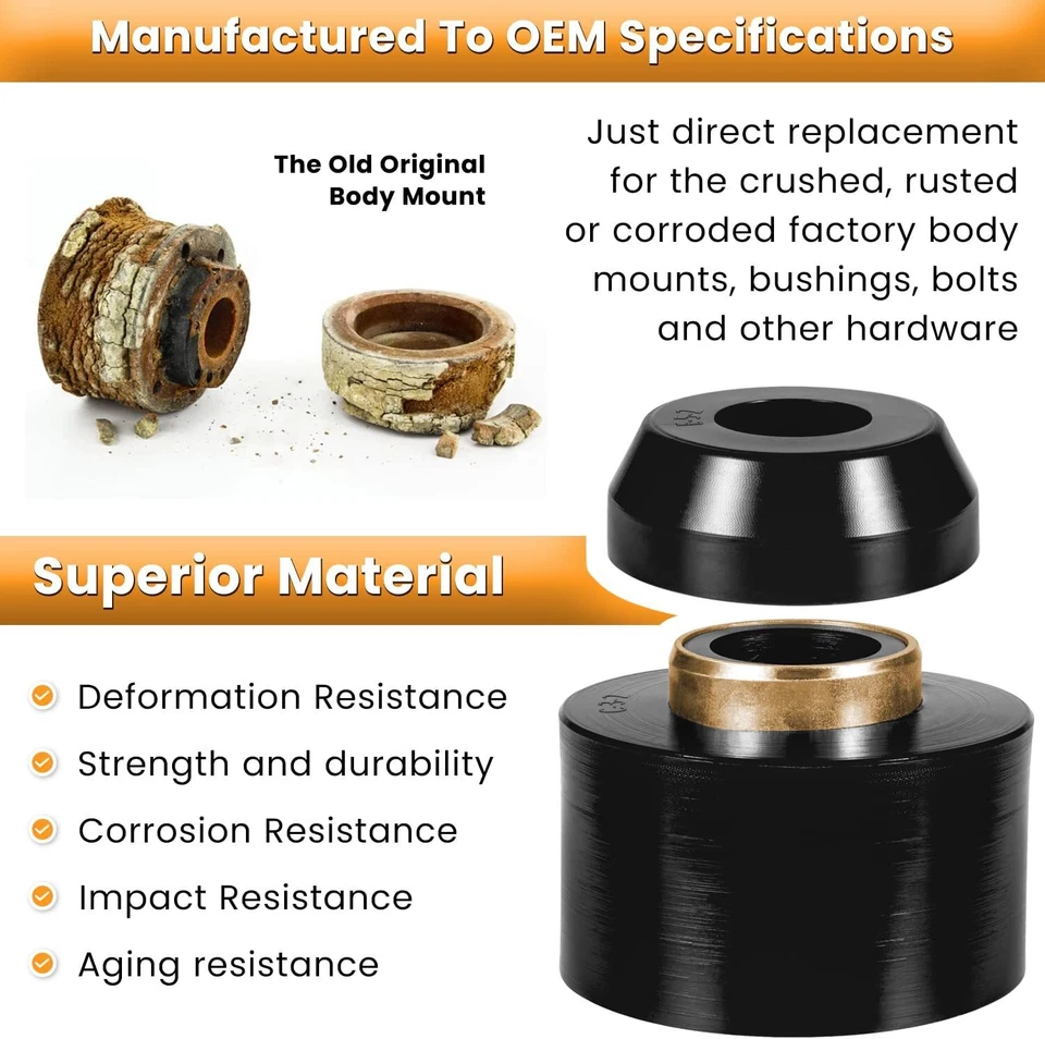 4.4123R Body Cab Mount Bushing Kit For Ford F150 F250 F350 2WD 4WD 1980-1998  - Image 3 of 4