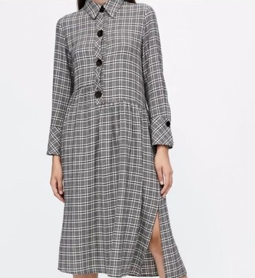 zara checked shift dress