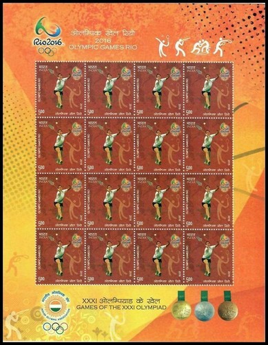 India 2016 Rio Olympics Sports Badminton Shooting Boxing Wrestling Sheetlets 6v - Picture 5 of 6