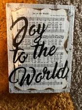 Wood Sign With Joy To World Song Burnt  Decoration Sign
