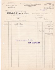 LYON SIBILLE PERE FILS FERS ACIERS FONTES TUBES 2 FACTURE ET 1 TRAITE ANNEE 1926