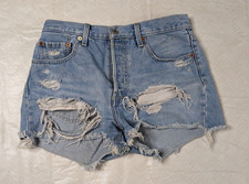 Levi's Shorts Women's 28 Blue 501 Denim Distressed Cut Offs 2" Inseam