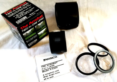 AMBICO V-0360 The Acrobat Two in One Lens 1.5x Telephoto to 0.6 Wide Angle NEW