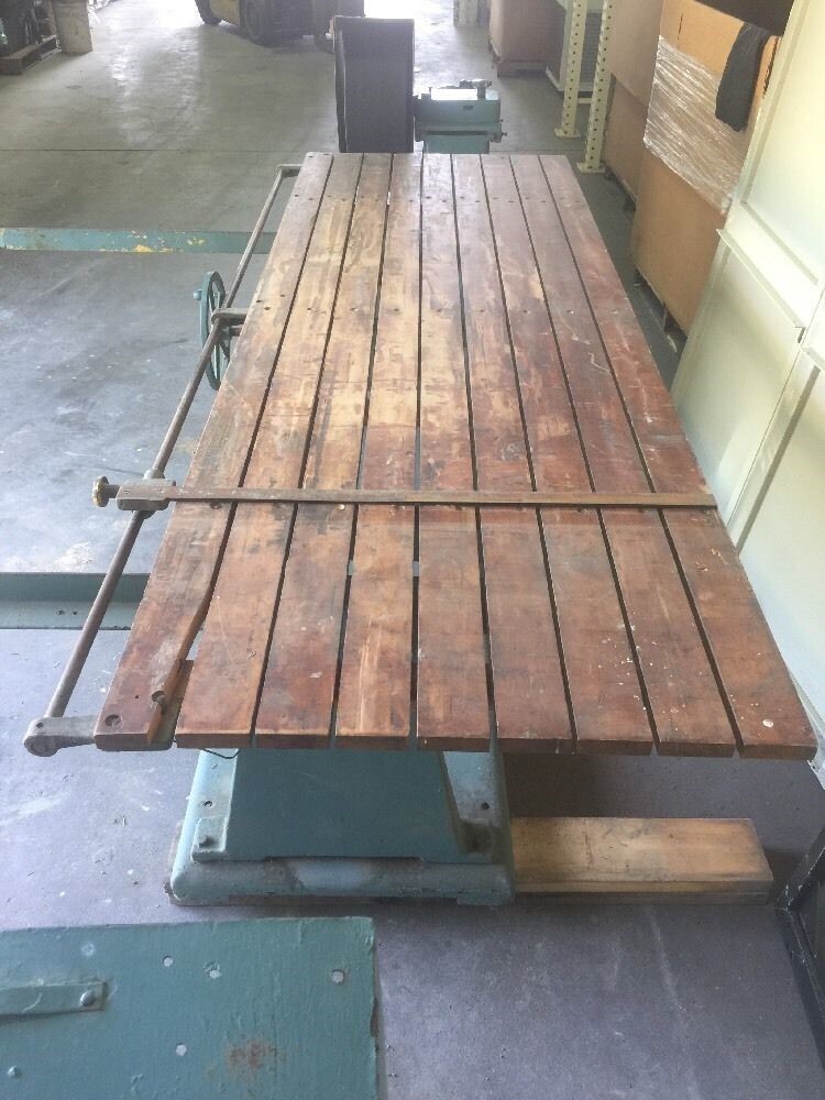 Wysong and Miles Stroke Sander W/ Adjustable Height Sliding Table Open Band Sand