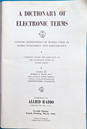 Allied Radio Dictionary of Electronic Terms PB 1965 7th Ed 4th Print USA VTG HTF - Picture 2 of 7