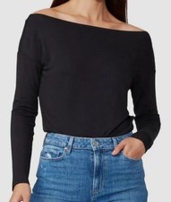 129 Paige Women's Black Suvi Off The Shoulder One Piece Bodysuit Size Large