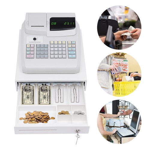 47 Keys Commercial Cash Management System Electronic Cash Register Drawer & Box - Afbeelding 1 van 16