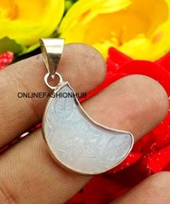 Joyería colgante luna enchapado en plata de ley 925 piedras preciosas de cuarzo talladas blancas