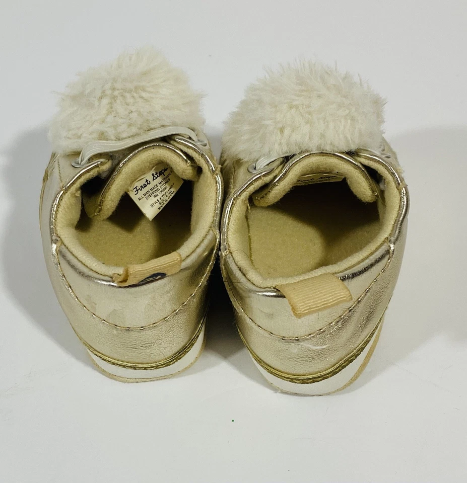 Baby Girl Shoes Size 6-9 Months Soft Gold Holiday Blue Sandals Bow Summer Infant - Image 3 of 4