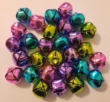 25 - Bright Metal Jingle Bells 25mm 1" Christmas Crafts Pink, Purple, Turquoise