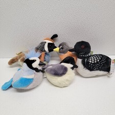 Lot of 5 Audubon Wild Republic Plush Stuffed Birds - Blue Jay, Chickadee, Robin