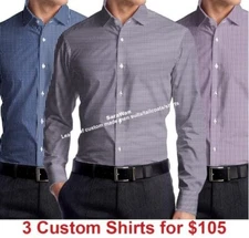 Bespoke Tailored  Men Dress Shirt,3 Custom Made Mens Dress Shirt,Multi-Color