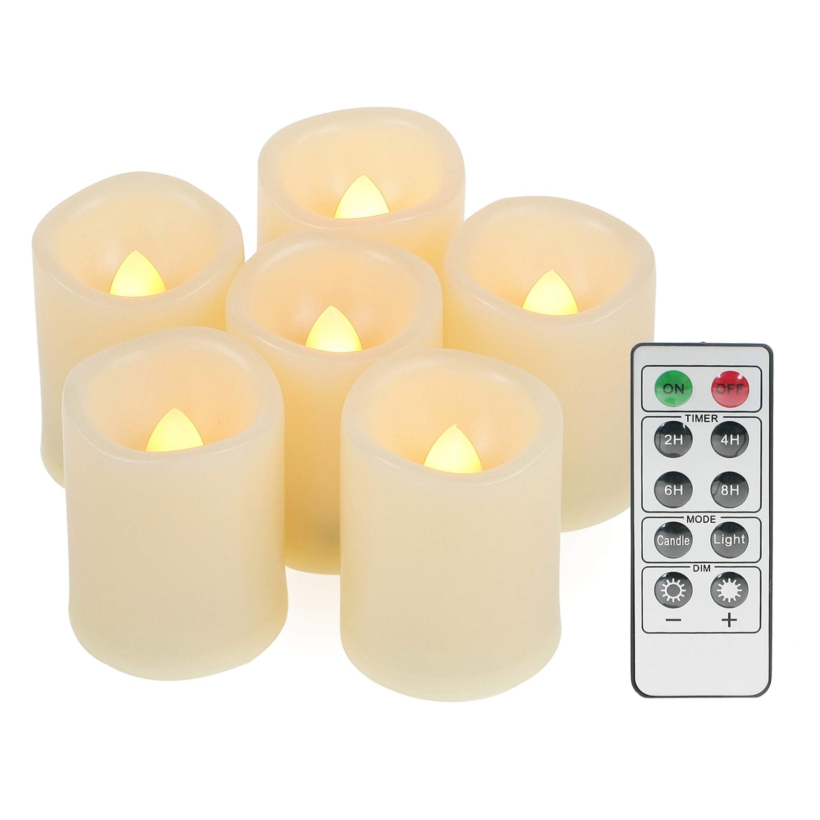 6 Flameless LED Votive Tea Lights with Remote - Battery Operated Flickering Candles