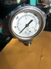 2.5" All stainless Glycerin-Filled 0-300 PSI Pressure Gage 1/4" NPT Lower Mount 