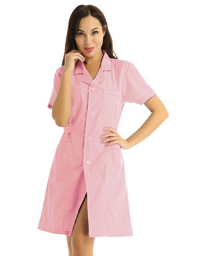 #S-3XL Women 3/4 Sleeve Scrubs Lab Medical Nurse Doctor Uniform Dress Work Coats - Picture 21 of 29