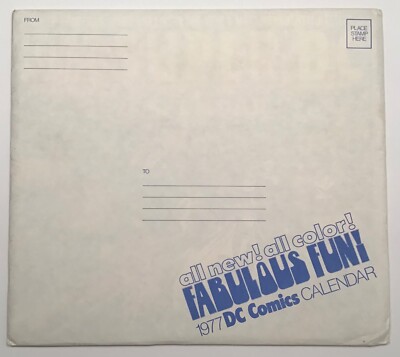 1977 RARE SUPER DC COMICS CALENDAR WITH ORIGINAL MAILING ENVELOPE