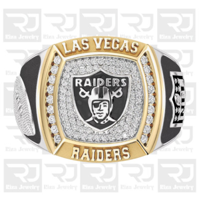 Las Vegas Raiders Men Moissanite Two Tone 925 Silver Championship Ring