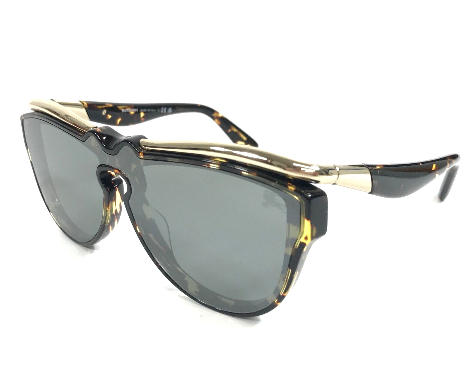 Солнцезащитные очки Burberry Brow B3162-U 13546G Желтый Havana с серо-серебристыми зеркальными линзами 76890₽