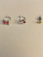 Disney Minnie  Mickey Mouse Earrings-3 Earrings SET-Icon Stud and 2 Ear Clips 