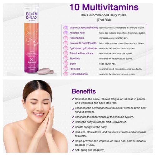 12 x Boom D-NAX Multivitamin Immununterstützung steigert Energie Anti-Aging 20 Brausen - Bild 14 von 19