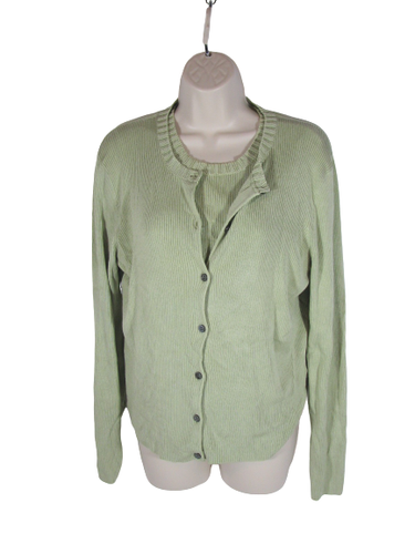J Crew Green Cardigan Sweater 2 piece 