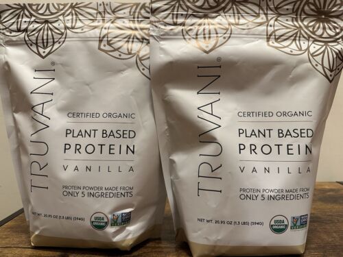 Truvani Organic Plant Based Protein Vanilla -20.95 Oz - EXP 9/26 - LOT OF 2!!
