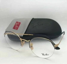 RAY-BAN Rx-able Eyeglasses RB 3947V 2946 48-22 140 Round Semi Rimless Black Gold