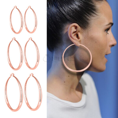 Ladies 18ct Rose Gold Plated 40-80MM Round Click Top Big