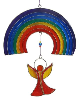 Suncatcher Fensterdekoration Feng Shui ''Regenbogen Engel'' Resin mehrfarbig 20cm