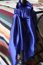100% Polyester 45" Square Cobalt Blue Satin Charmeuse Wild Rag