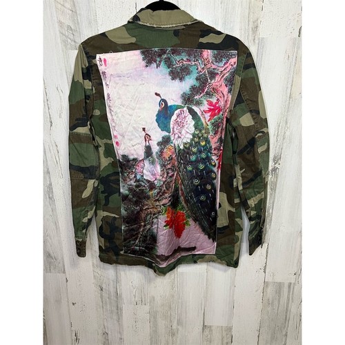 True Religion Women's XS Camo Military Jacket Peacock Design Multicolor - Picture 6 of 7