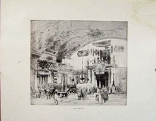 Original Old Antique Print Architectural Etchings At The House A Patrician