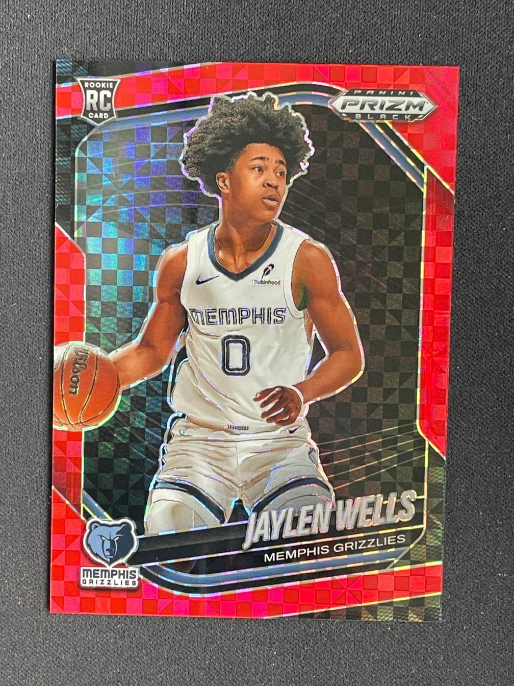Jaylen Wells 2024-25 Panini Prizm Black Red Power Prizm 10/75 RC #34