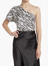 Renee c One Shoulder Zebra Print Top.  Size S