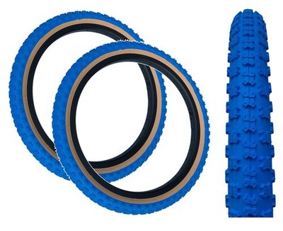 PAAR Baldys 20 x 2.125 BMX Mountainbike BLAU / HELLBRAUN WAND Knobby Profil Reifen