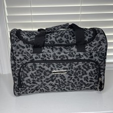Bolsa de viaje de ocio negra de lona para llevar 12x8 equipaje de hombro estuche de belleza estampado