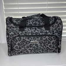 Leisure Travel Bag Black Canvas Carry On 12x8 Shoulder Luggage Beauty Case Print