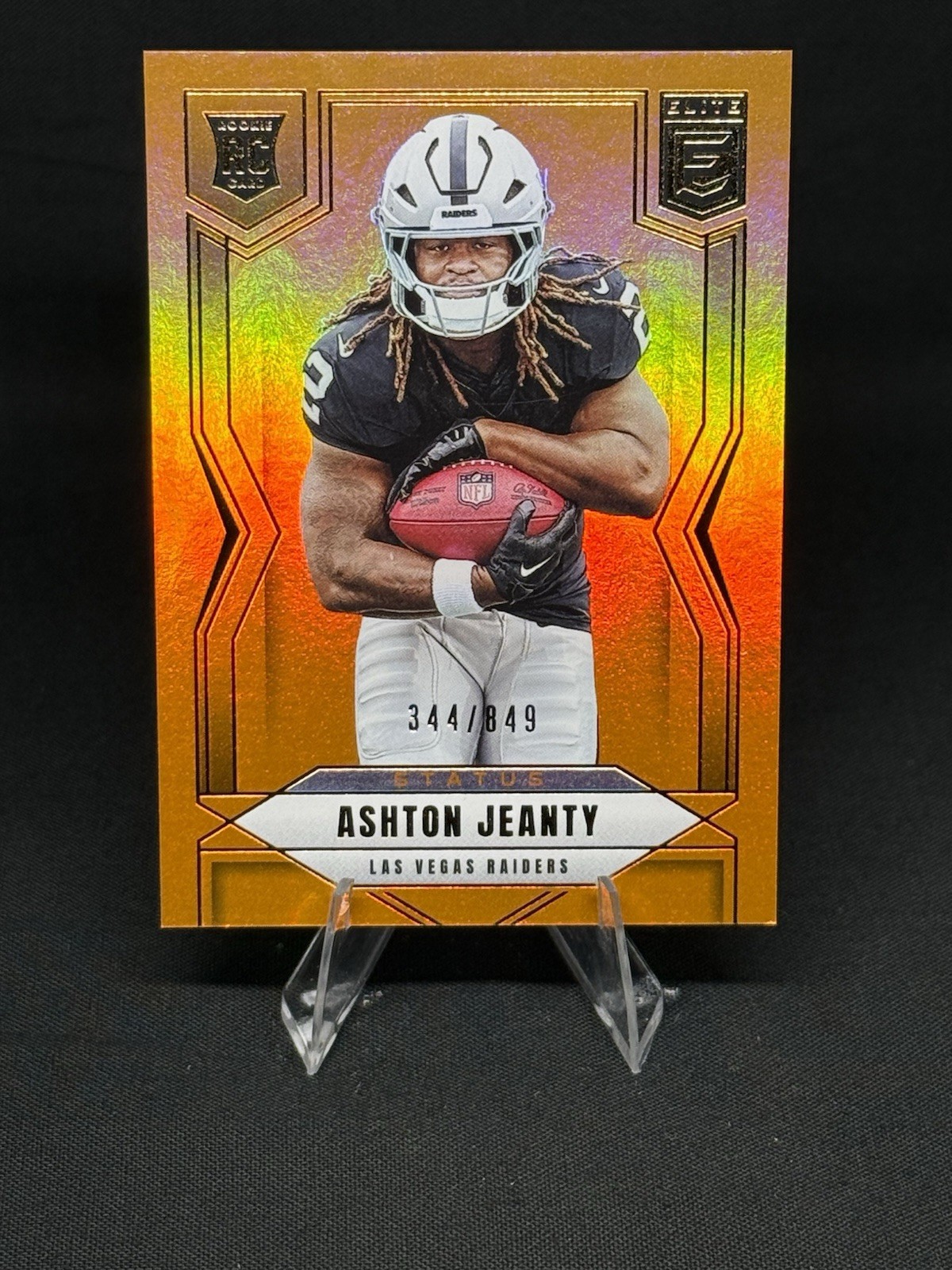 2025 Panini Donruss Elite Ashton Jeanty #113 Status Metallic Orange /849 (RC)