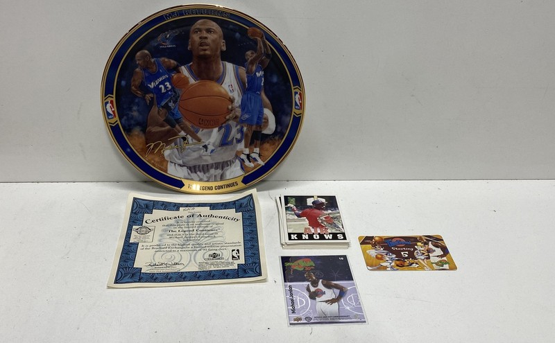 Michael Jordan NBA Basketball Collector Plate & Card Lot Upper Deck 8 Pieces