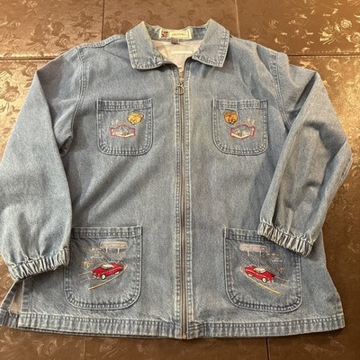 Vintage 90s Passion Route 66 Embroidered Denim Shirt Jacket Zip Up Womens L Cali