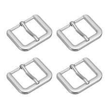 Metal Roller Buckle, 4Pcs 0.98" Square Single Prong Belt Buckle, Silver