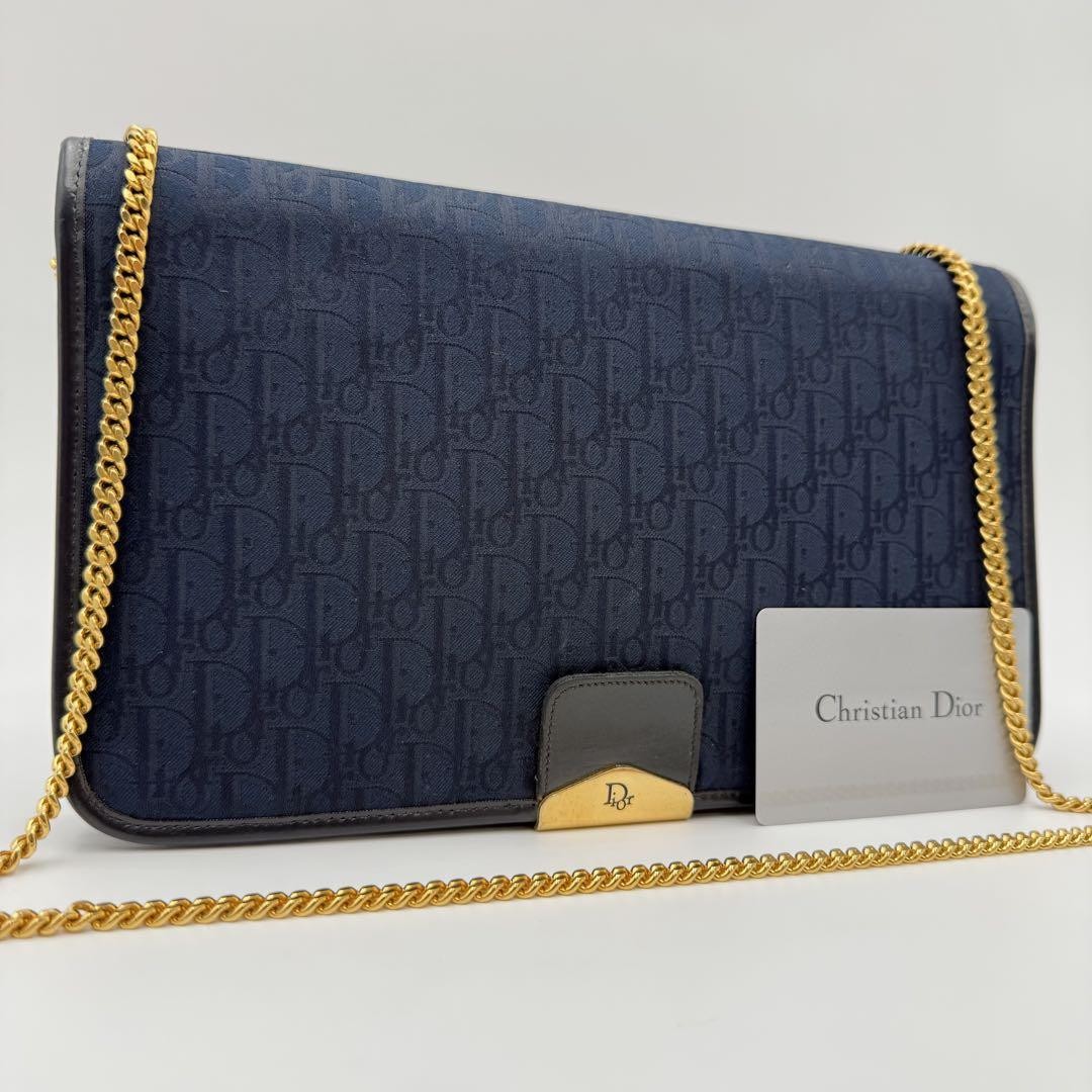 Vintage Christian Dior Trotter Leather Chain Shoulder Bag Designer Purse