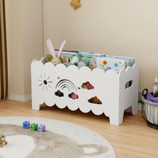 Kinder B&uuml;cherregal Holz Montessori Wei&szlig; 59x27x27 cm