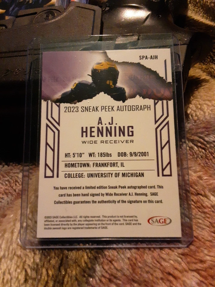 2023 SAGE Low Series - Sneak Peek Autographs A.J. Henning #SPA-AJH (AU, RC) - Image 4 of 4