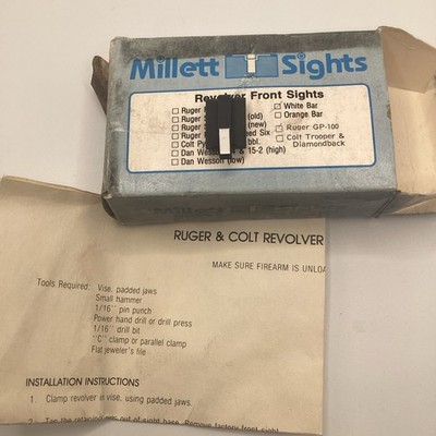 Vintage Millett Front Sight, Ruger GP-100, WHITE box and paper work included