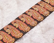 Sanskriti Hand Beaded Prom Dress Border 1 Yd Trim Black Craft Lace Rhinestones W