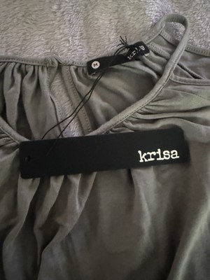 KRISA M Open Shoulder Long Sleeve Grey Woman s Top NWT MADE IN USA
