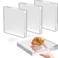 Acrylic Base Stand 4 Pack 6 X 6 X 1 Inch Acrylic Blocks for Display Trophy Ba...
