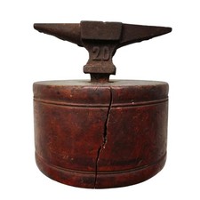 *HH* Antica Incudine Miniatura In Metallo E Legno Old Anvil Attrezzo Antico