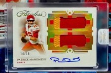 Patrick Mahomes II 2021 Panini Flawless Gold Dual Patch Auto /15 #DPA-PMA